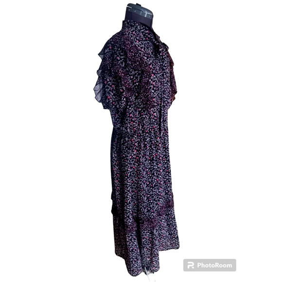 Knox Rosed black, floral maxi short sleeve dress, XL - Picture 2 of 6
